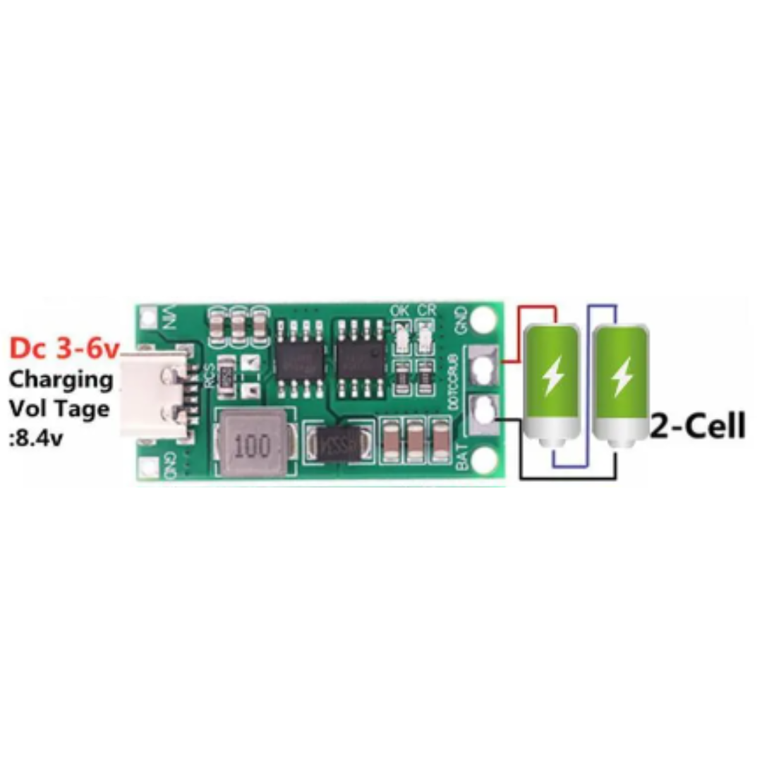 Cargador Multicelda 18650 2S 4A Elevador 3-6v - 8.4v